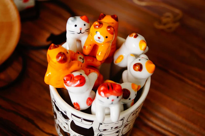 Ceramic cat hanging spoon for coffee mugs