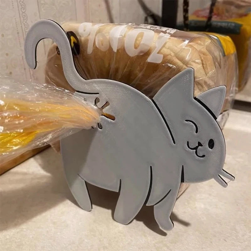 Set of two 3D cat butt bag clips for sealing bread and