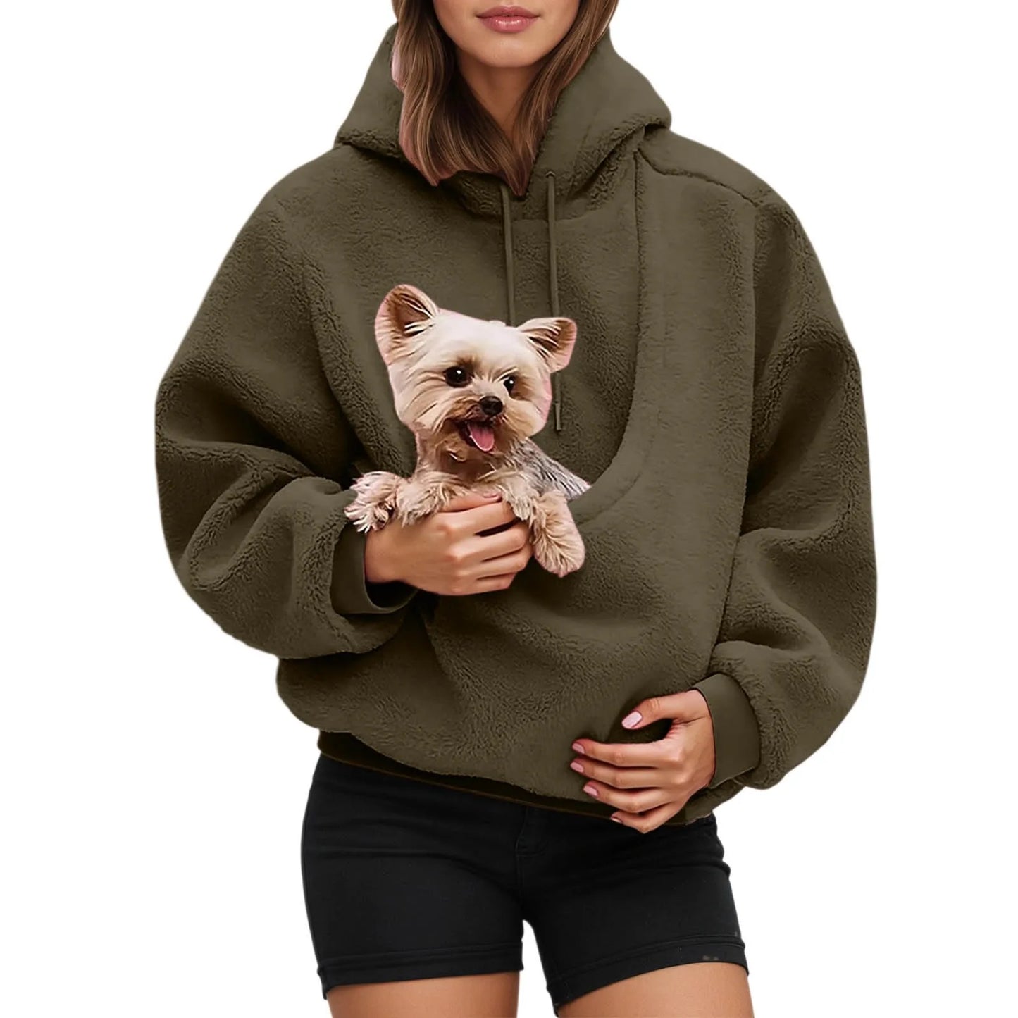Pet carrier hoodie with pouch for cats and small dogs