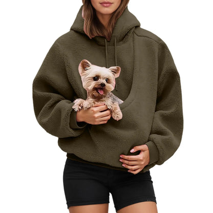 Pet carrier hoodie with pouch for cats and small dogs