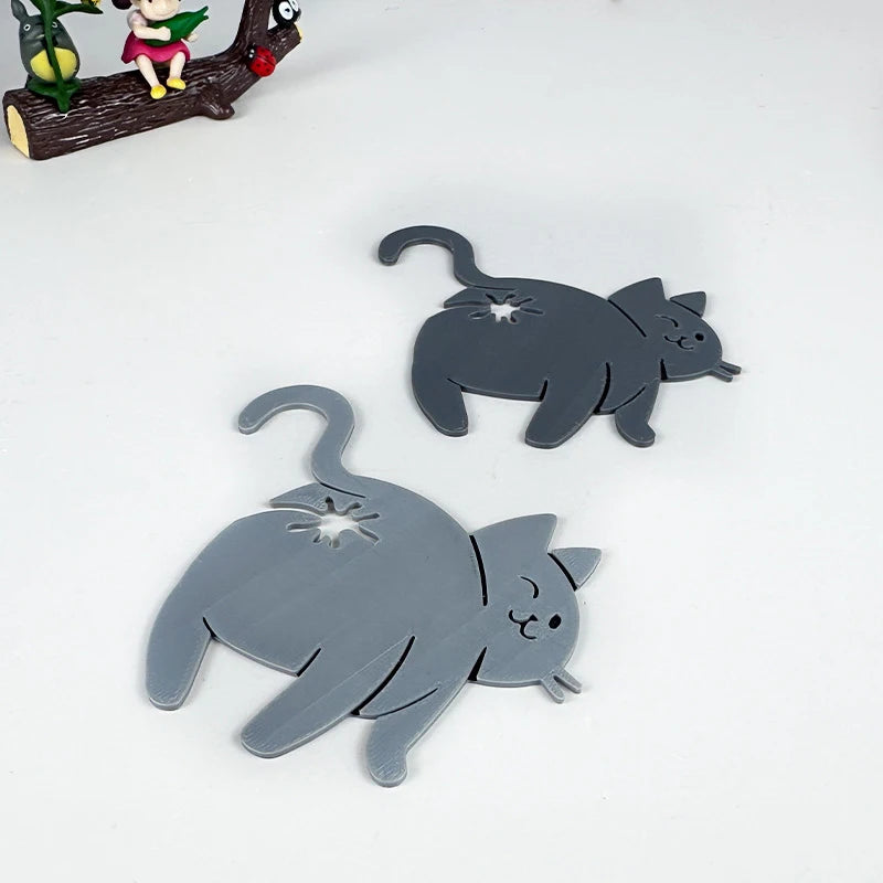 Set of two 3D cat butt bag clips for sealing bread and