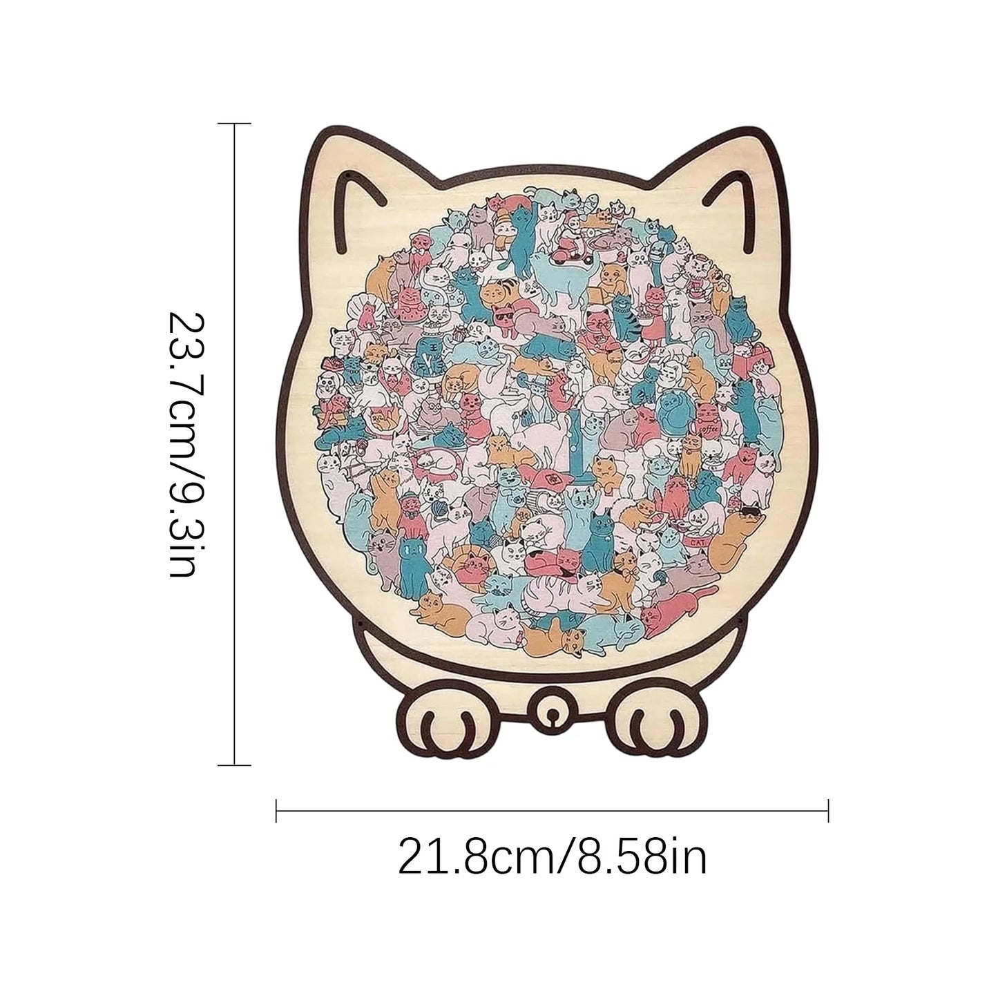 Cat-Shaped Wooden Jigsaw Puzzle 135 Piece Art Puzzle