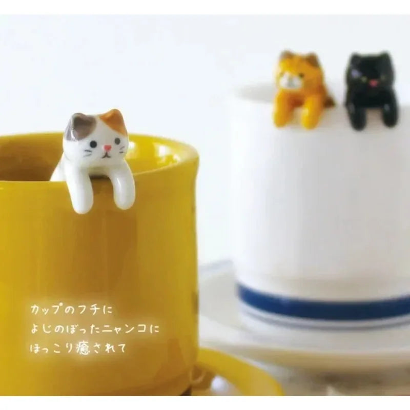 Ceramic cat hanging spoon for coffee mugs