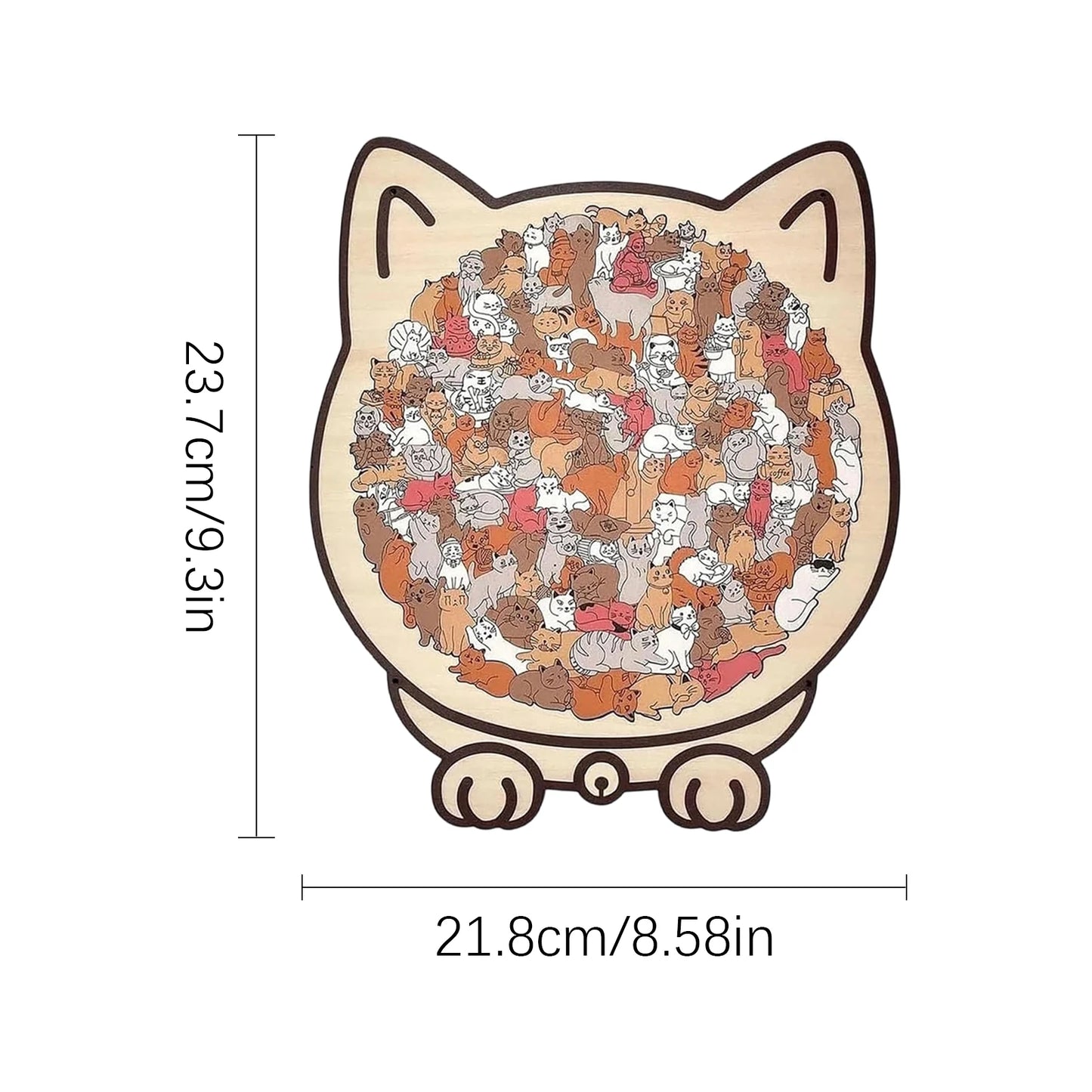 Cat-Shaped Wooden Jigsaw Puzzle 135 Piece Art Puzzle