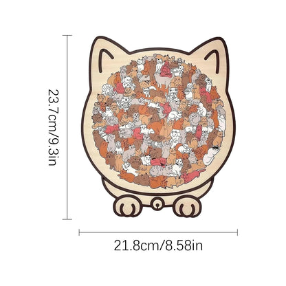 Cat-Shaped Wooden Jigsaw Puzzle 135 Piece Art Puzzle