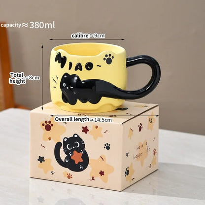 Stackable Cartoon Cat Ceramic Mug