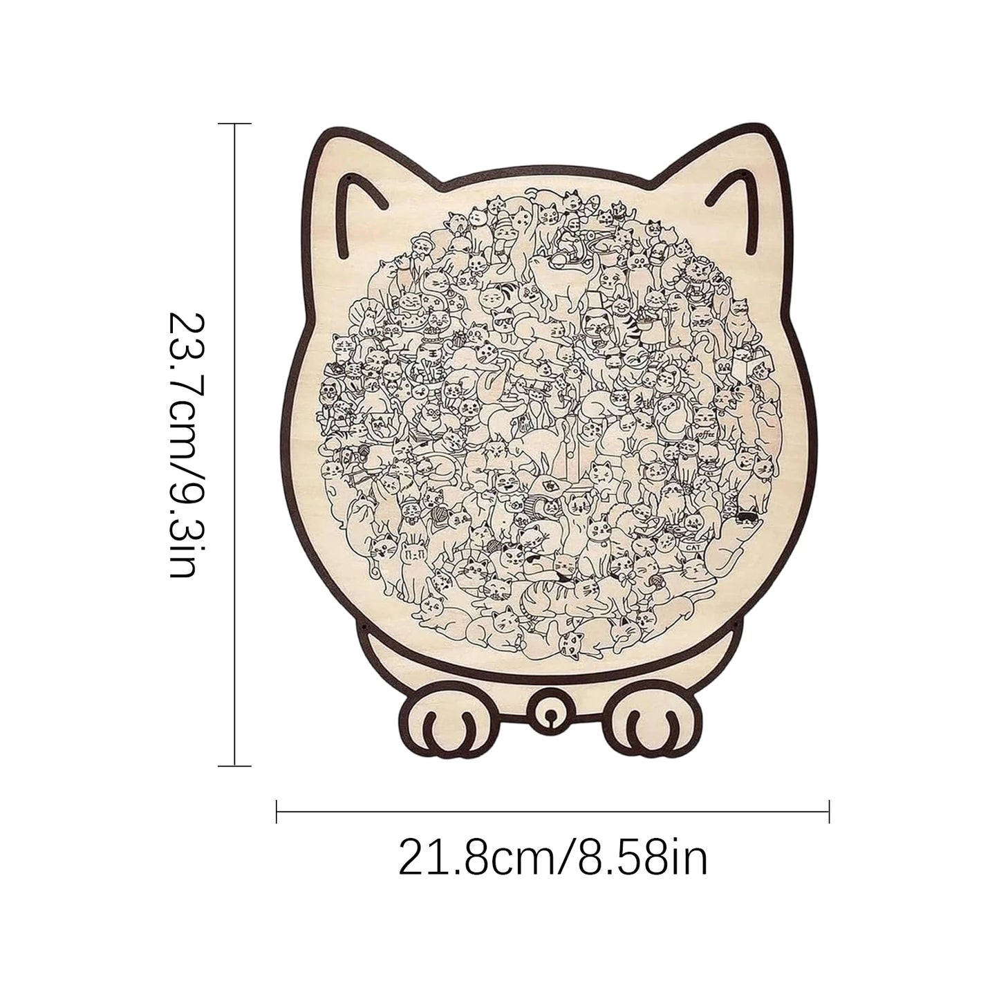 Cat-Shaped Wooden Jigsaw Puzzle 135 Piece Art Puzzle
