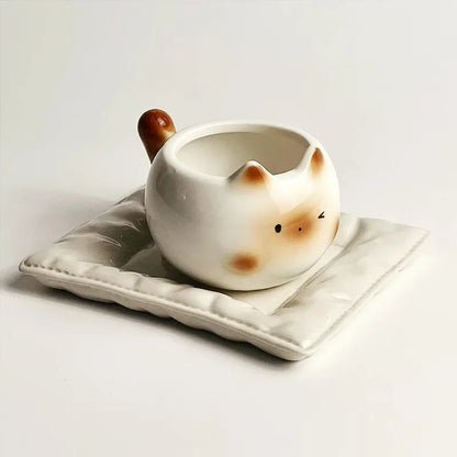 Siamese Cat Ceramic Mug with Tray