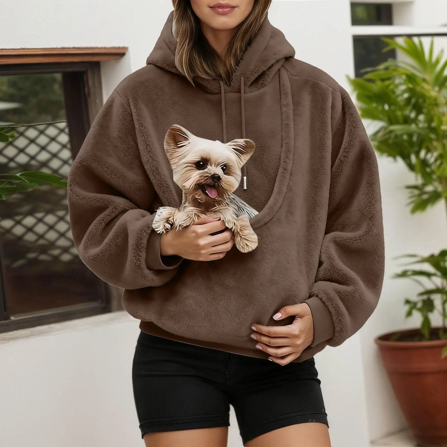 Pet carrier hoodie with pouch for cats and small dogs