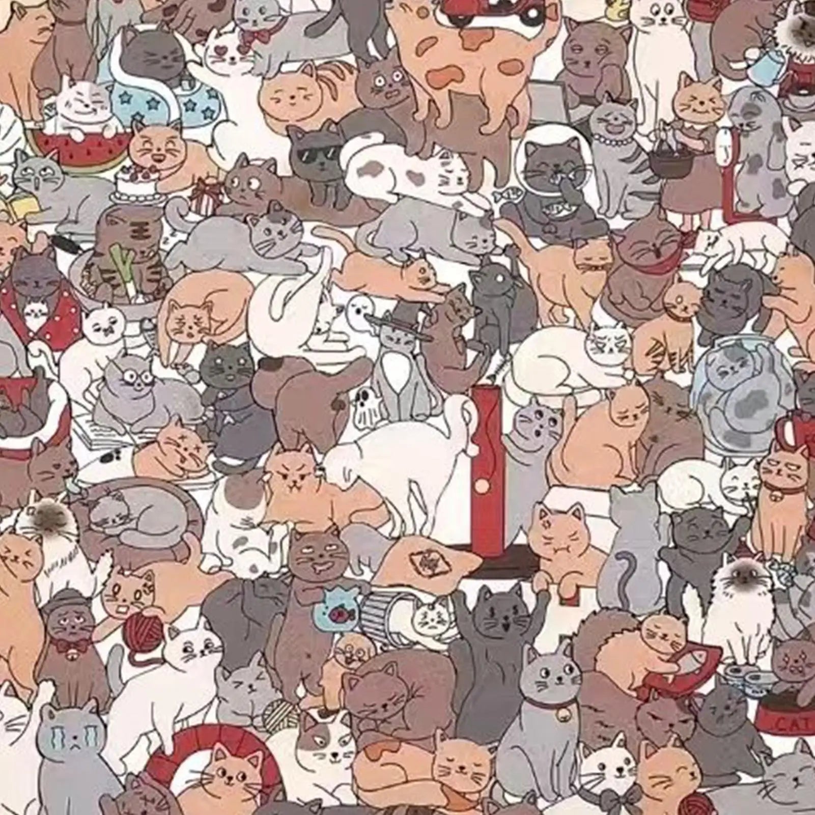 Cat-shaped wooden jigsaw puzzle with 135 unique pieces for cat lovers