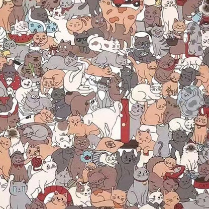 Cat-shaped wooden jigsaw puzzle with 135 unique pieces for cat lovers