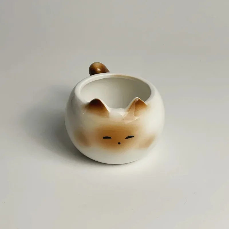 Siamese Cat Ceramic Mug with Tray