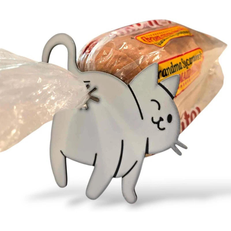 Set of two 3D cat butt bag clips for sealing bread and