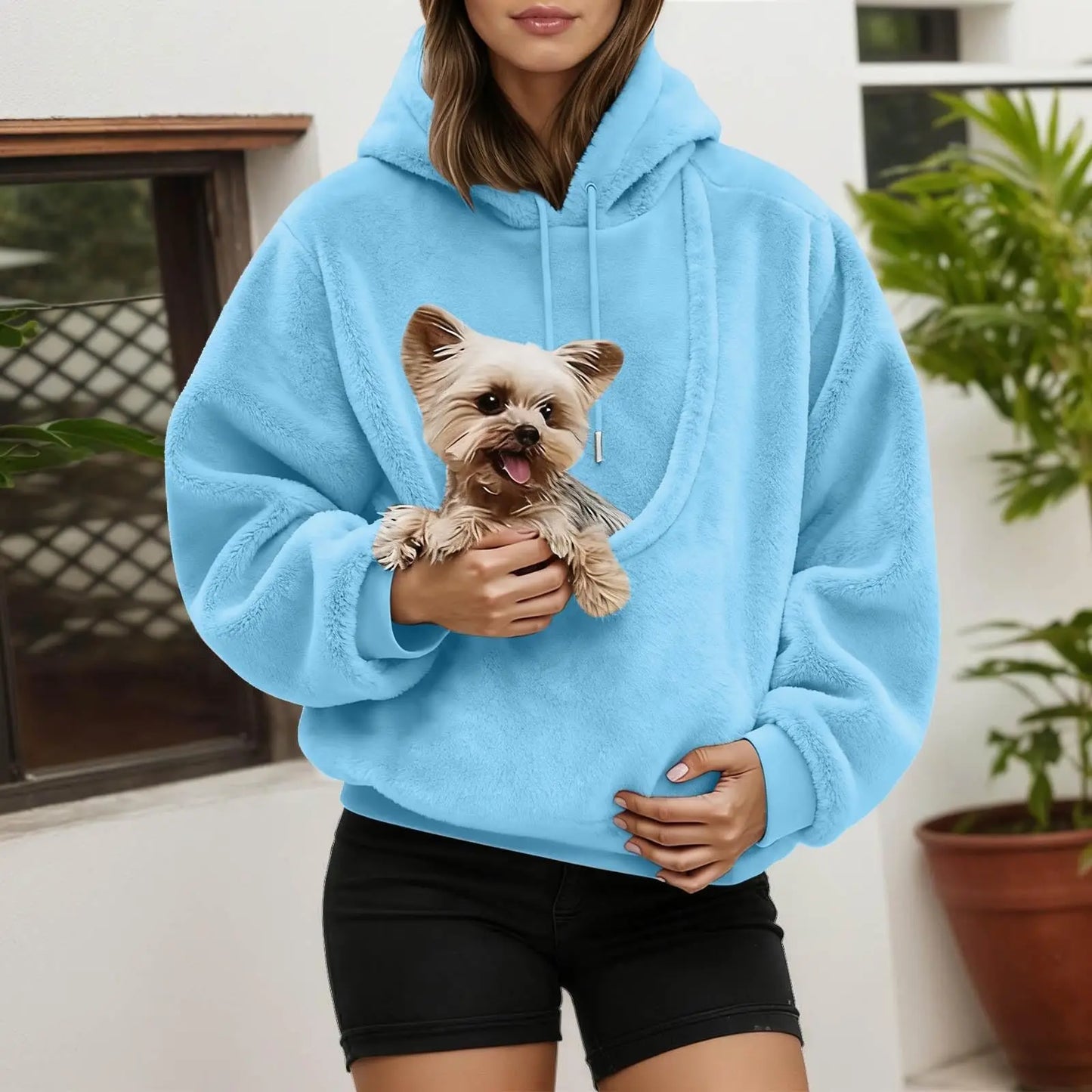 Pet carrier hoodie with pouch for cats and small dogs
