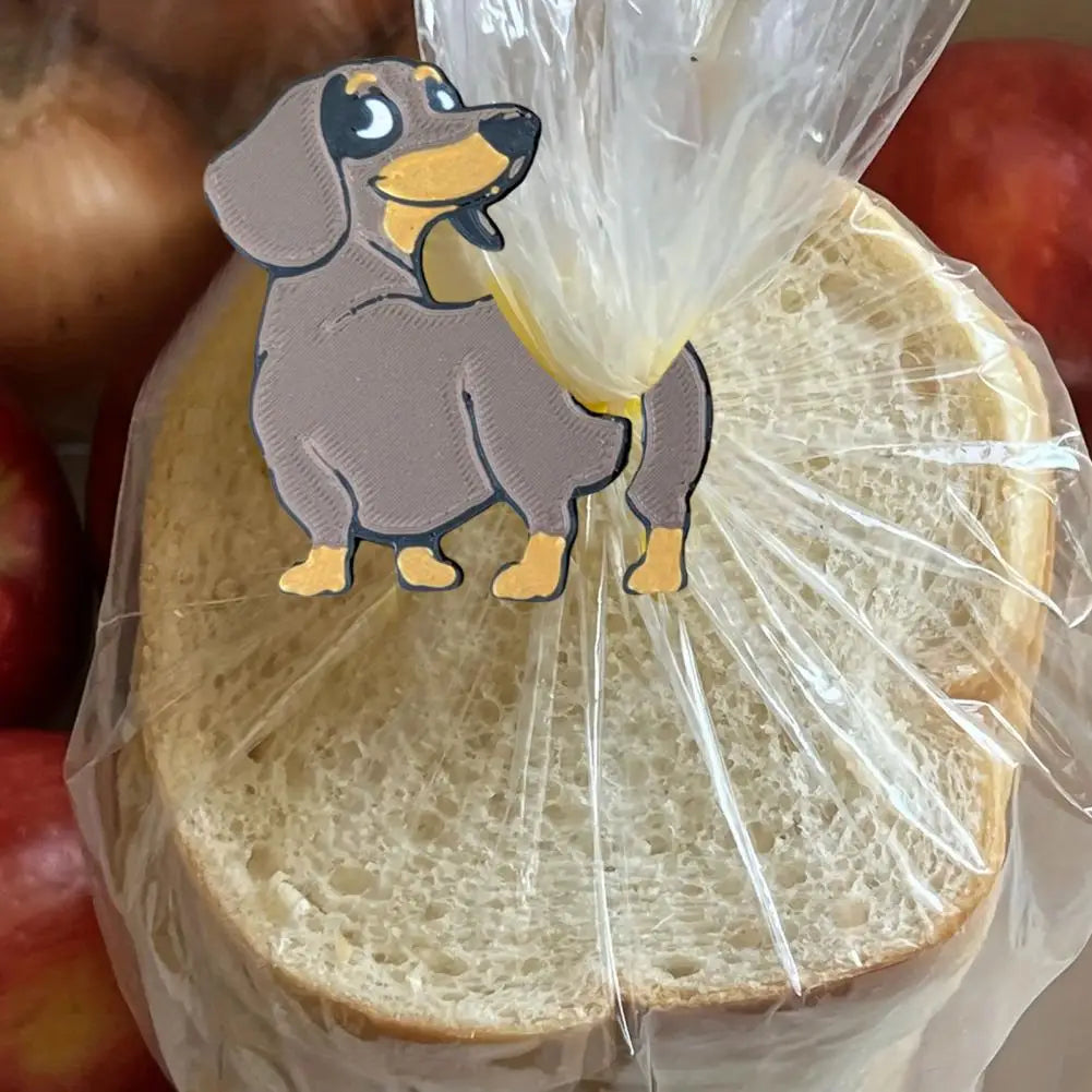 Dachshund dog food clips for kitchen bags