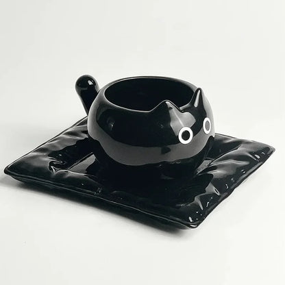 Siamese Cat Ceramic Mug with Tray