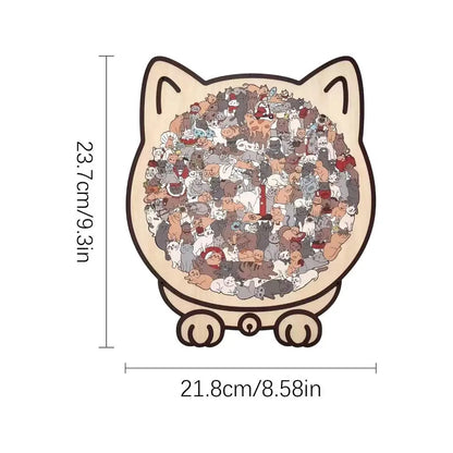 Cat-Shaped Wooden Jigsaw Puzzle 135 Piece Art Puzzle