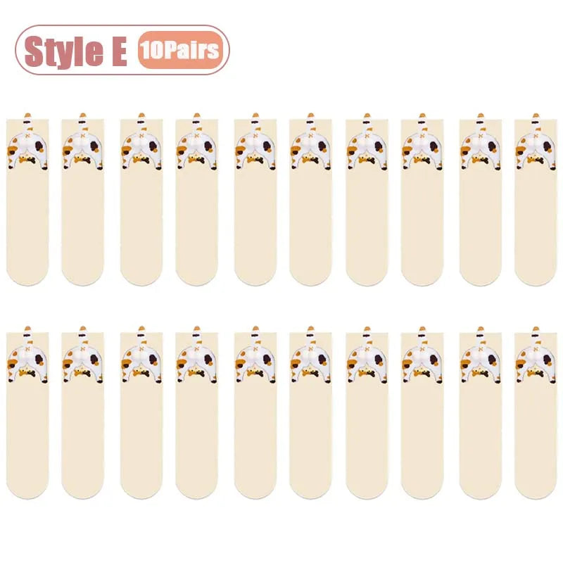 Cartoon Cat Egg Cozy Mid-Calf Socks for Women