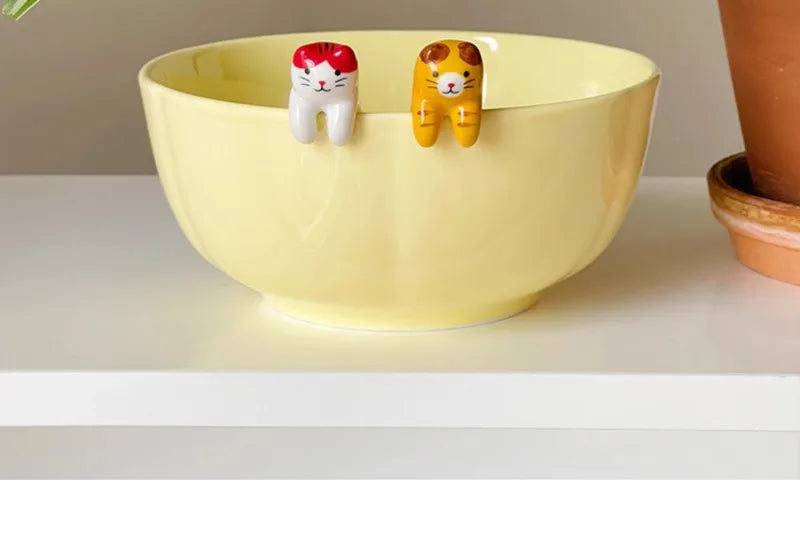 Ceramic cat hanging spoon for coffee mugs