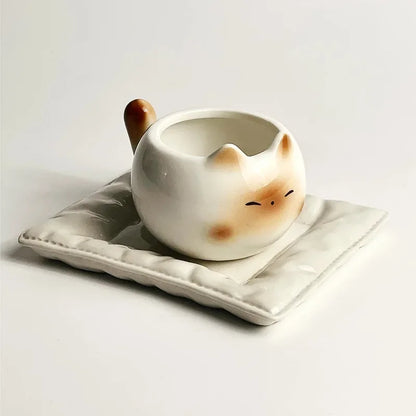 Siamese Cat Ceramic Mug with Tray