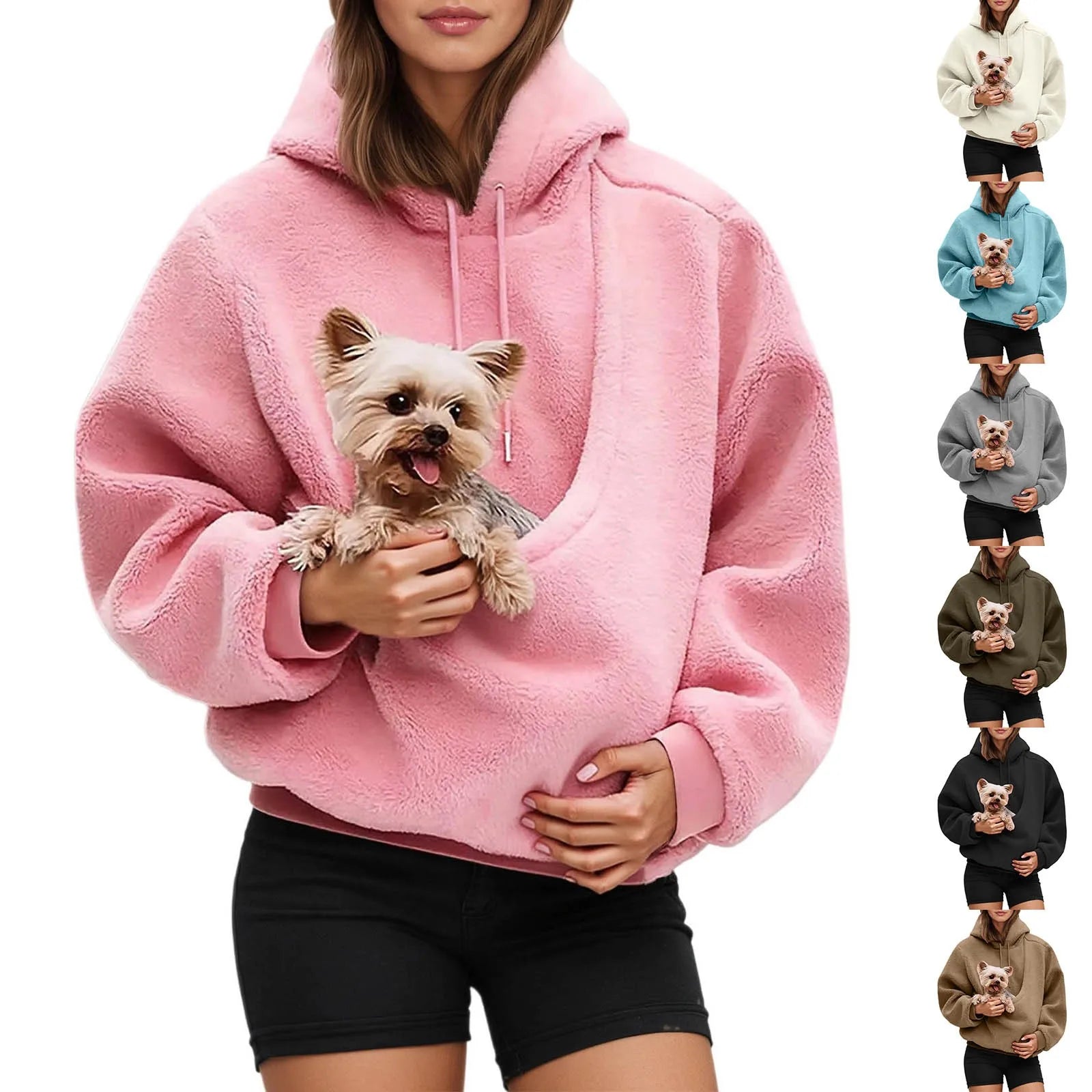 Pet carrier hoodie with pouch for cats and small dogs